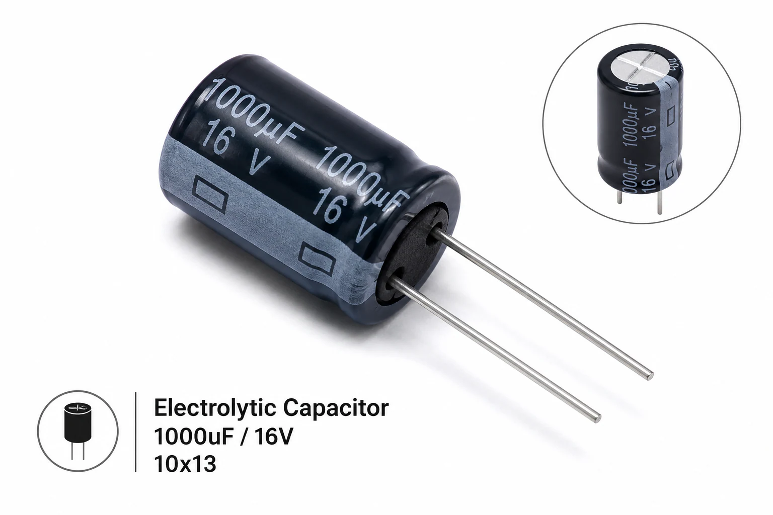 E-Capacitor 1000uf / 16v 10x13 visual