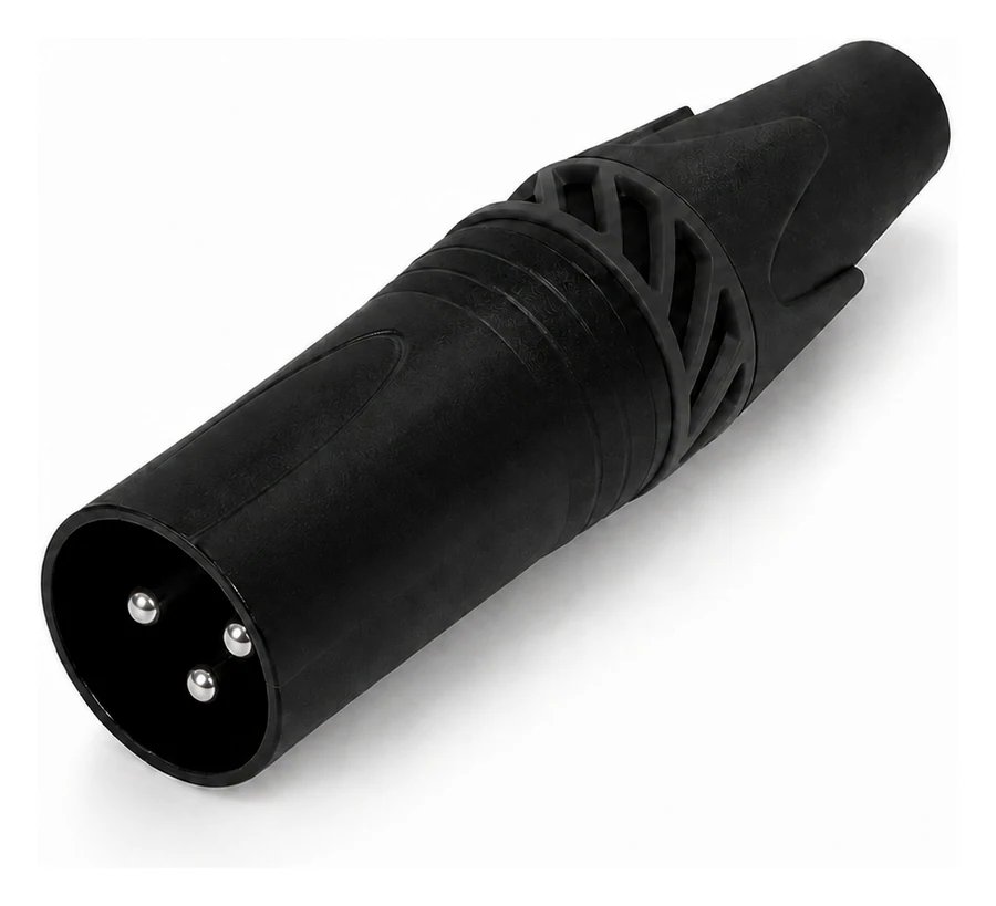 3-Pin XLR Male Connector - Black Body, Gold Pin visual